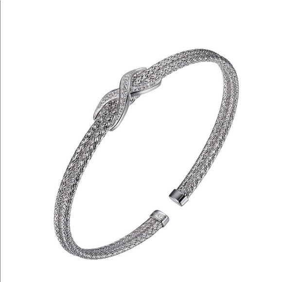 Sterling Silver Double 2mm
Mesh Cuff with Cubic Zirconia - Picture 1 of 4